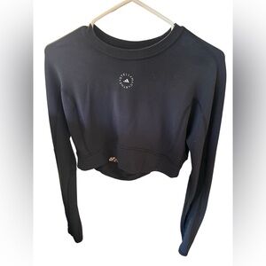 Adidas Stella McCartney Crop Top Long Sleeve Black Athletic Top, XL